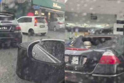 Tular di media sosial menerusi beberapa tangkap layar video yang memaparkan dua kenderaan rosak pada bahagian bumbung dipercayai akibat dihempap tangki air.