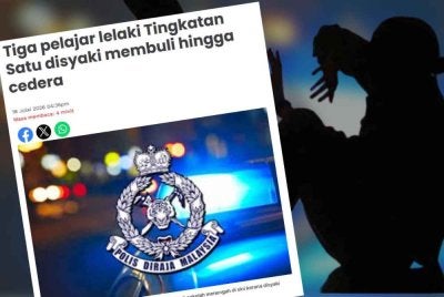 Laporan Sinar Harian mengenai tiga pelajar lelaki Tingkatan Satu ditahan bagi membantu siasatan kes seorang rakan sekolah yang mengalami keretakan buku lali kiri selepas dipercayai menjadi mangsa buli.