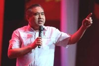Anthony ketika berucap pada Majlis Makan Malam Pakatan Harapan sempena kempen PRN Negeri Sembilan. Foto Bernama
