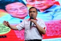 Anthony ketika berucap pada Majlis Makan Malam Pakatan Harapan sempena kempen PRN Negeri Sembilan. Foto Bernama