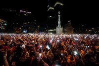 Ribuan penyokong Sepanyol berkumpul di Madrid bagi meraikan kejayaan pasukan itu menjuarai Piala Dunia 2026. Foto: Paul Hanna /AFP