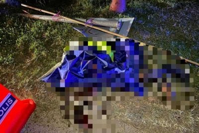 Seorang lelaki maut dipercayai dilanggar lari ketika pasang bendera parti. Foto ihsan polis