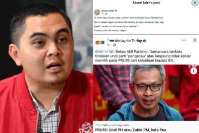 Hantaran Facebook Akmal Saleh pada Isnin.