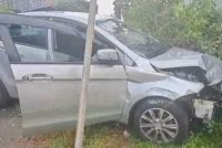 Keadaan kereta Proton Preve yang dipandu lelaki positif dadah dalam kejadian di Jalan Persiaran Awana, Kajang pada Isnin