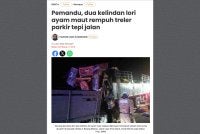Laporan Sinar Harian pada Selasa berhubung kemalangan maut melibatkan tiga individu di Tanah Merah. 