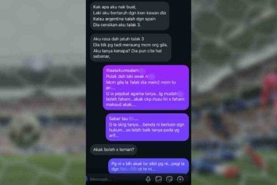 Tular tindakan seorang suami yang didakwa menjadikan lafaz talak sebagai taruhan dalam perlawanan bola sepak antara Argentina dan Sepanyol.