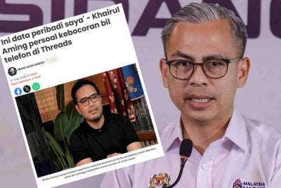 Fahmi dan laporan Sinar Harian mengenai kebocoran data peribadi melibatkan pempengaruh terkenal, Khairul Aming.