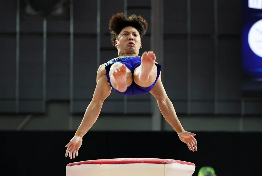 Chun Chen semasa sesi latihan di Arena Antarabangsa Glasgow pada Rabu. Foto: Bernama