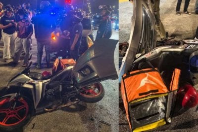 Keadaan motosikal yang ditunggang mangsa selepas dirempuh sebuah kereta dipandu warga asing. - Foto: Media sosial
