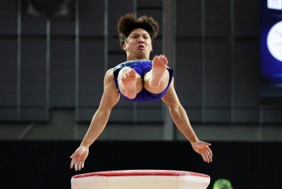 Chun Chen semasa sesi latihan di Arena Antarabangsa Glasgow pada Rabu. Foto: Bernama