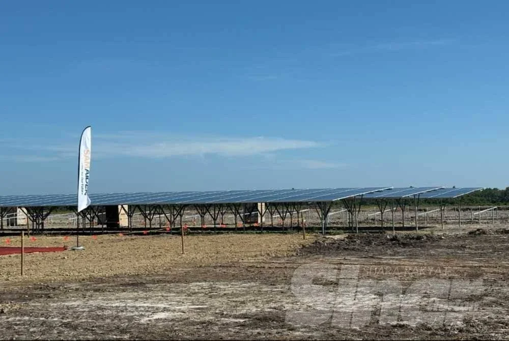 Panel-panel solar disusun di kawasan lapang di Serongga. FOTO ADILA SHARINNI WAHID