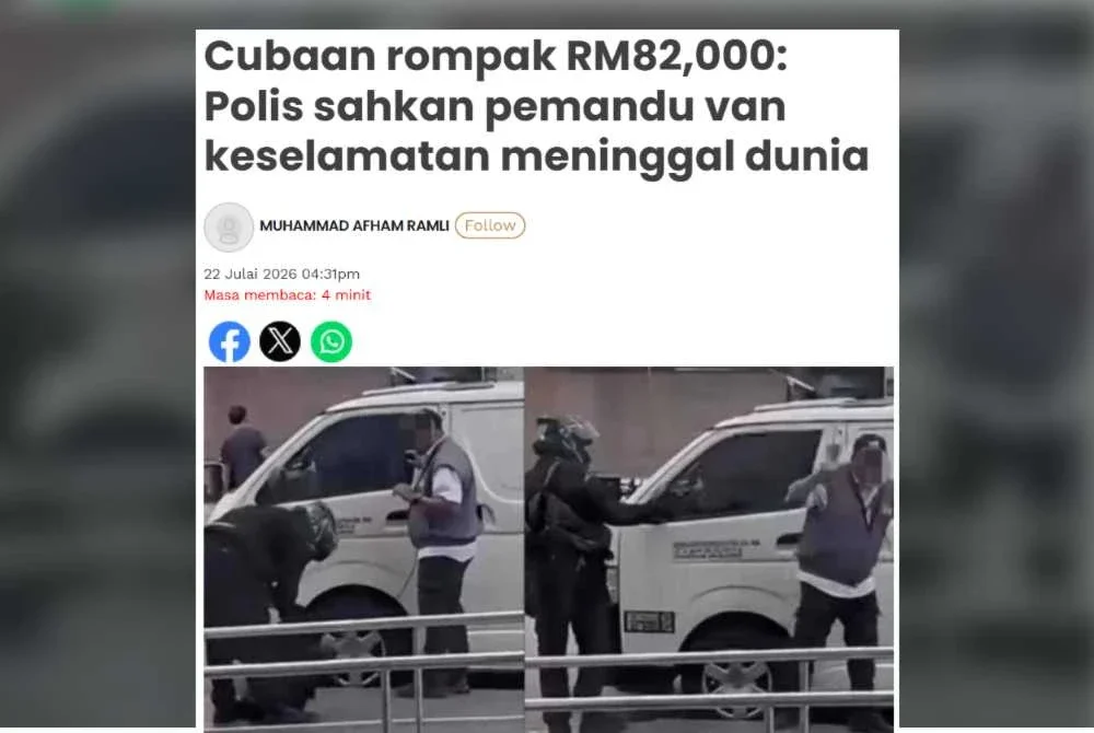 Laporan Sinar Harian sebelum ini mengenai kes samun van keselamatan dan melarikan senjata api di hadapan sebuah bank di Bukit Tinggi, Klang, Isnin lepas.