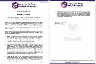 Kenyataan rasmi yang dikeluarkan MARSAH pada Rabu.