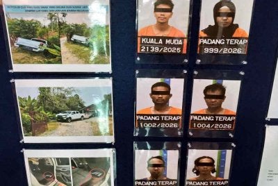 Polis Kedah menumpaskan ‘Geng Fitri’ yang dipercayai aktif mencuri kabel utiliti, kenderaan, komponen kenderaan dan diesel di Kedah, Pulau Pinang serta Perlis sejak awal Jun lepas. Foto Bernama
