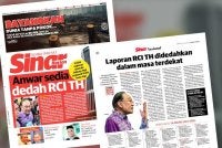 Laporan muka depan Sinar Harian pada Jumaat.