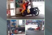 Tangkap layar video tular di sebuah stesen minyak di Tangkak.