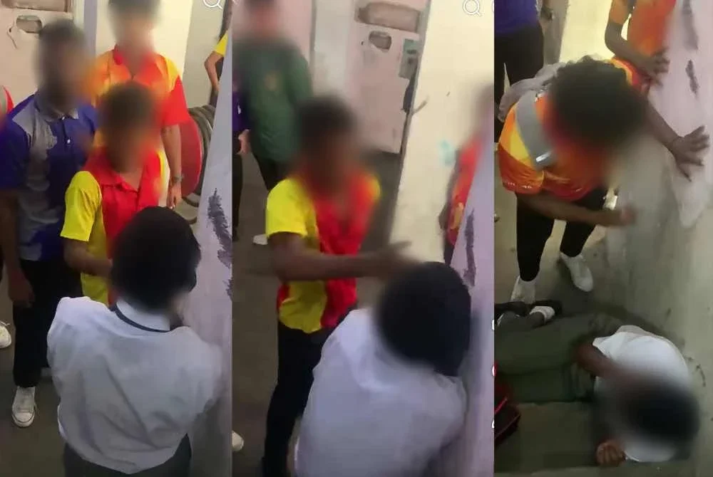 Tangkap layar rakaman video kejadian pukul melibatkan seorang mangsa di kawasan tangga sebuah flat di Ampang pada Jumaat.