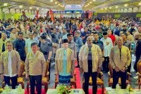 Anwar (tengah) menghadiri Majlis Penutup Minggu Latihan Kebangsaan 2026 di UiTM, Permatang Pauh pada Sabtu.