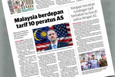 Laporan Sinar Harian berkenaan tarif baharu yang dikenakan pentadbiran Trump kepada Malaysia.