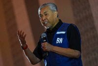  Pengerusi Barisan Nasional (BN) Datuk Seri Dr Ahmad Zahid Hamidi berucap pada majlis Ramah Mesra Bersama Masyarakat Kaum India di Port Dickson. - Bernama