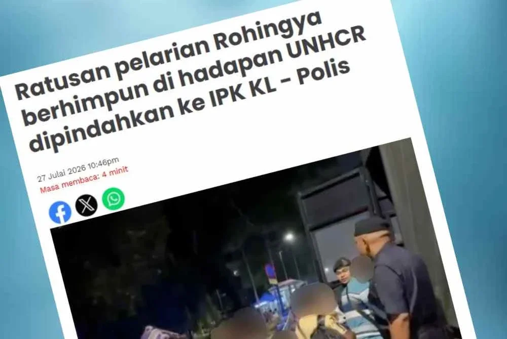 Laporan Sinar Harian mengenai ratusan pelarian Rohingya berhimpun di hadapan UNHCR pada Isnin. 