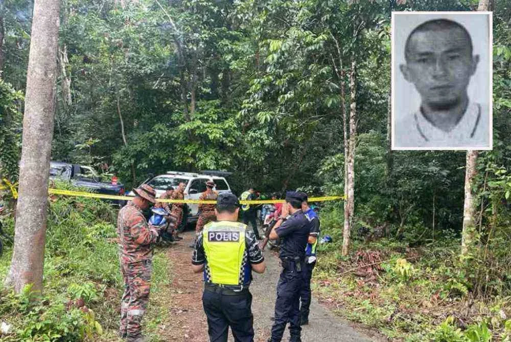 Operasi mencari dan menyelamat telah diaktifkan melibatkan pasukan keselamatan dengan bantuan anjing pengesan serta orang awam, meliputi radius dua kilometer dari lokasi mangsa dipercayai hilang. Gambar kecil: Mohd Tarmizi