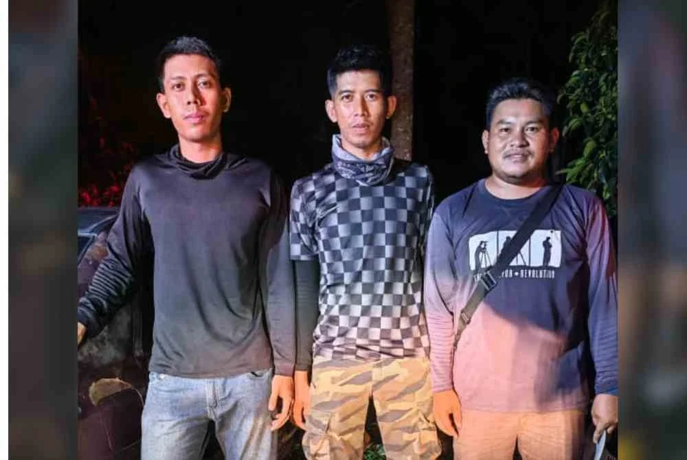 Tiga juruukur lelaki yang dilaporkan sesat ketika menjalankan kerja mengukur tanah di kawasan hutan di Kampung Tok Kah di sini ditemukan selamat