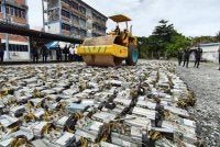 Adzli hadir pada majlis pelupusan mesin bitcoin di ruang parkir Bahagian Pencegahan Jenayah, Komuniti dan Keselamatan, Ibu Pejabat Polis Daerah (IPD) Kota Setar pada Rabu. 