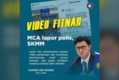 MCA menafikan penglibatan parti itu dalam video tular serta telah membuat laporan polis dan MCMC. Foto: MCA