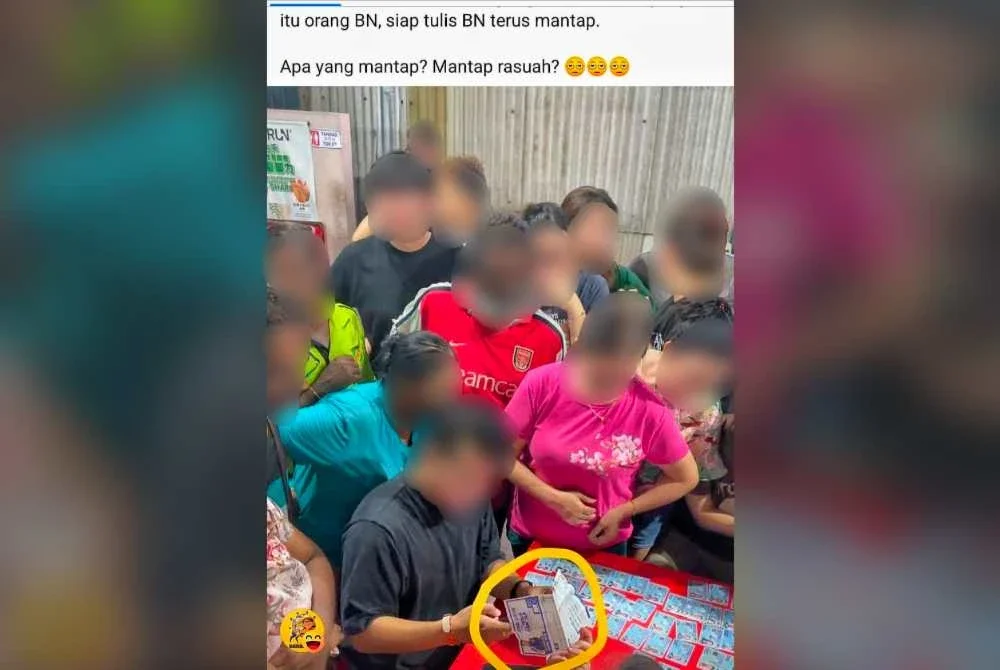 Tular satu video di media sosial yang didakwa memaparkan aktiviti agihan wang serta risalah yang dikaitkan dengan calon BN bagi DUN Chuah itu.