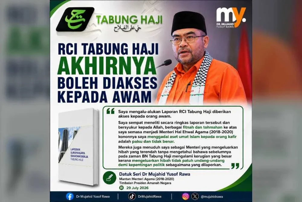Hantaran Facebook Mujahid pada Khamis.