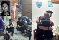 Shah Zanuriman (dua dari kanan) ketika menziarahi keluarga Allahyarham Ahmad Shah pada Rabu. Foto: Facebook Shah Zanuriman - Gambar kecil (Allahyarham Ahmad Shah)