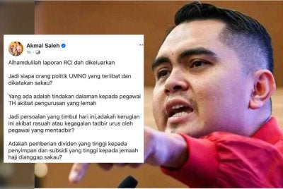 Hantaran Facebook Akmal Saleh pada Khamis.