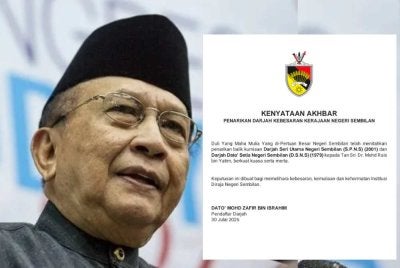 Kenyataan akhbar berhubung penarikan darjah kebesaran Mohd Rais