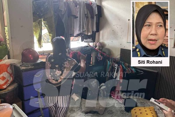 Keadaan sebuah rumah yang tidak terurus dan mampu mengundang bahaya sekiranya berlaku kebakaran ketika operasi yang dijalankan di Dataran Larkin, Johor Bahru pada Khamis.