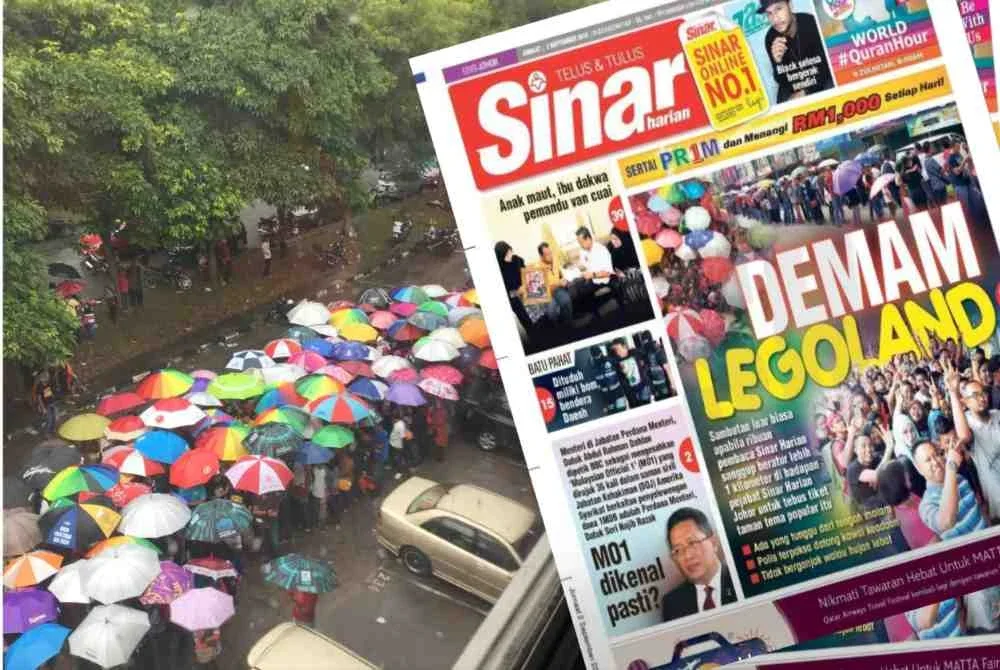 Orang ramai sanggup beratur panjang di hadapan Pejabat Sinar Harian di Larkin.