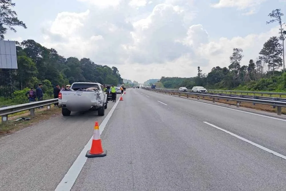 Lokasi kejadian kemalangan di LPT1 yang meragut nyawa seorang penunggang motosikal ketika dalam perjalanan ke perhimpunan RXZ Members 8.0. Foto: Polis Maran.