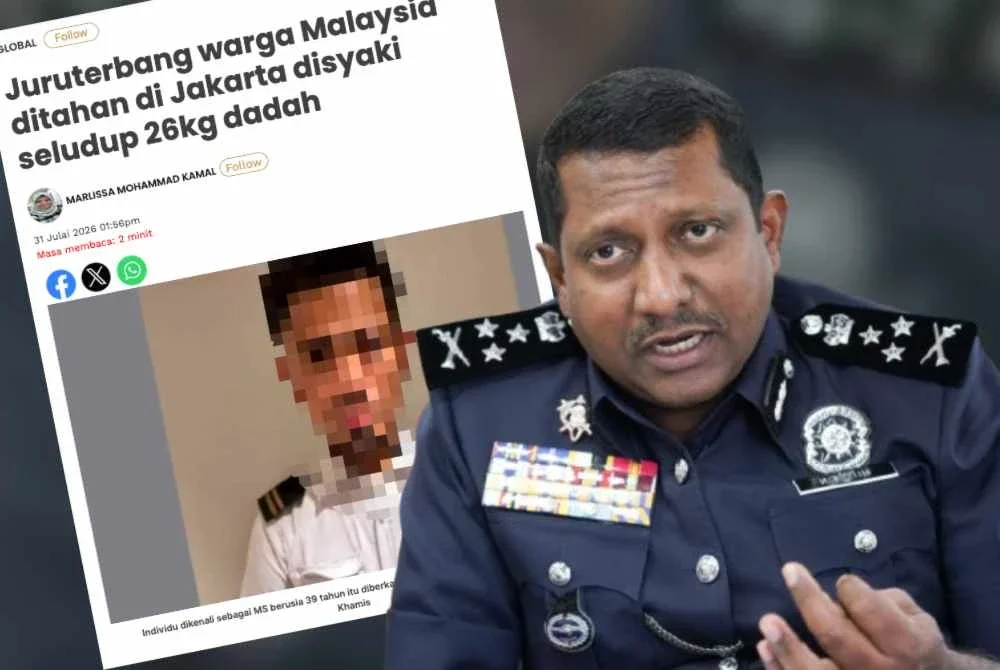 Laporan Sinar Harian pada Jumaat berhubung penahanan juruterbang warga Malaysia yang disyaki menyeludup dadah ke Indonesia.