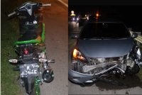 Motosikal Yamaha LC135 milik mangsa dan kemalangan dipercayai berpunca apabila mangsa gagal mengawal kenderaannya lalu terbabas. Foto Polis Temerloh
