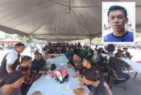 Antara peserta program himpunan motosikal RXZ Members 8.0 yang diraikan sempena agihan makan gulai kawah percuma khas di Dataran Ajil, Hulu Terengganu pada Jumaat. Gambar kecil: Zaharudin