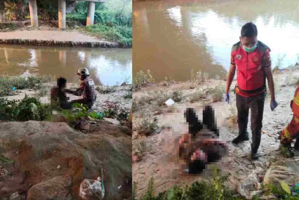 Pasukan penyelamat membantu pemandu lori kontena terbabit bagi mendapatkan rawatan awal.