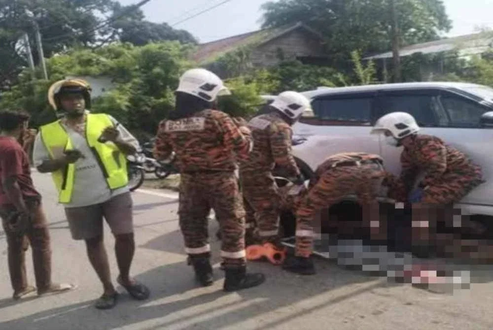 Mangsa yang juga warga emas maut di lokasi kejadian. Foto tular 