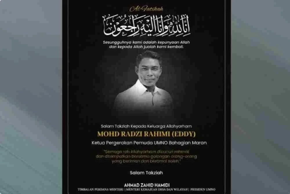 Mohd Radzi maut bersama-sama isteri, anak dan adik iparnya dalam kejadian pokok tumbang di Bentong, pada Isnin.