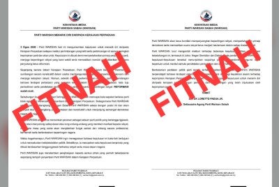 Parti Warisan menegaskan kenyataan media yang tular di media sosial adalah palsu.