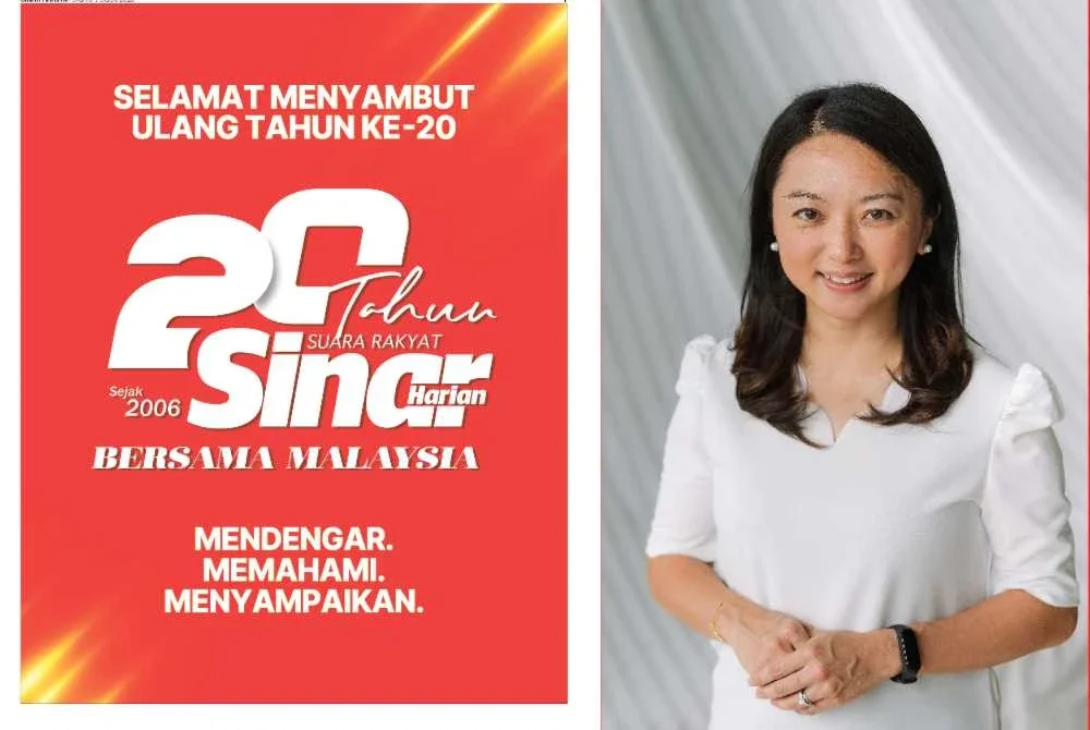 Hannah (kanan) menyifatkan perjalanan dua dekad Sinar Harian sebagai satu pencapaian yang mencerminkan komitmen akhbar itu dalam membina kepercayaan masyarakat, menyampaikan berita dan mempertahankan kebenaran.