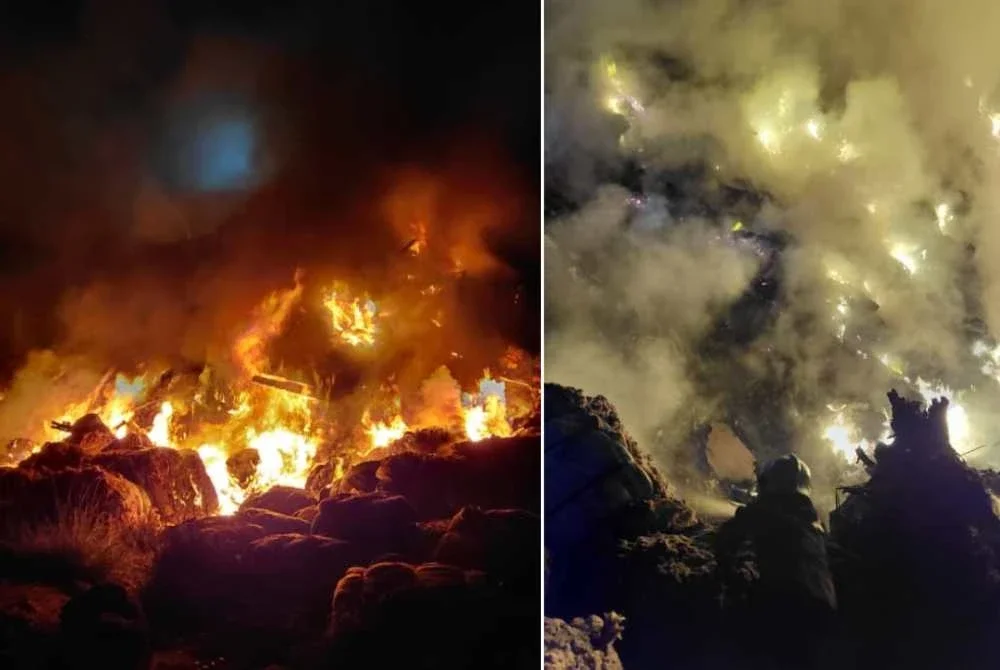 Kebakaran berlaku pada malam Isnin. Foto JBPM