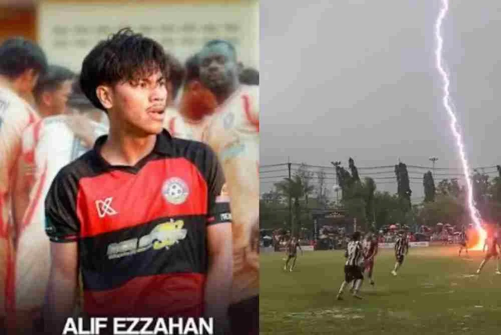 Mohamad Alif Ezzahan terselamat dalam insiden petir menyambar padang di Stadium Santiphap, Sungai Golok, Thailand pada Selasa.