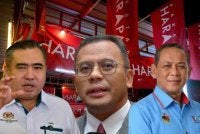 Anthony Loke (kiri), Amirudin (tengah) dan Aminuddin Harun (kanan)