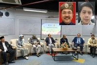 Mohd Yusri (tengah) bersama delegasi Indonesia dan Malaysia. Gambar kecil: Benny dan Hamdan.