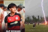 Mohamad Alif Ezzahan terselamat dalam insiden petir menyambar padang di Stadium Santiphap, Sungai Golok, Thailand pada Selasa.
